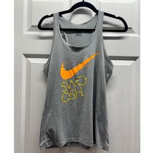Nike Women's Size Small Gray Dri-Fit Orange Swoosh Racerback Athletic Tank Top